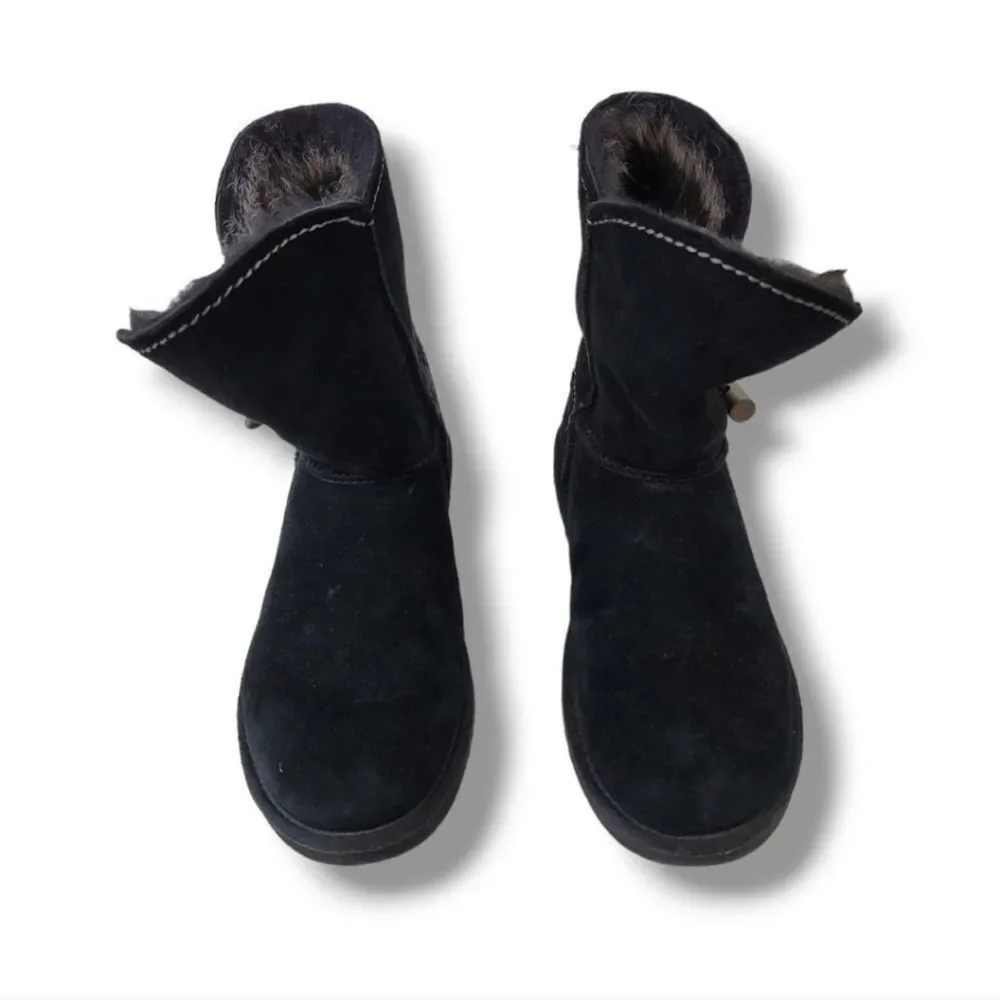 UGG Womens Meadow Short Suede Fur Lined Boots in Black Size 7